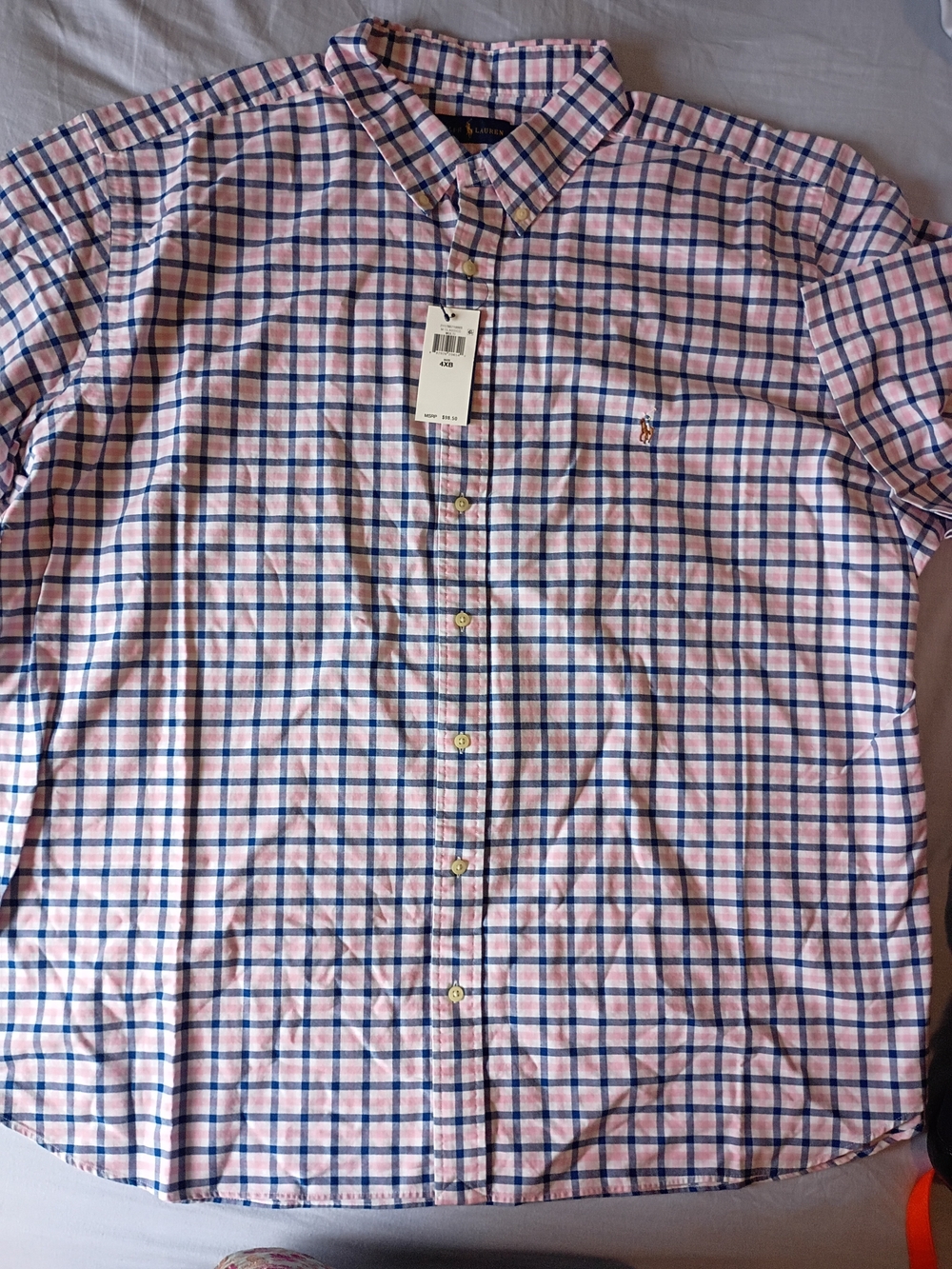 Ralph Lauren Pink and Navy Plaid Button-Down Shirt